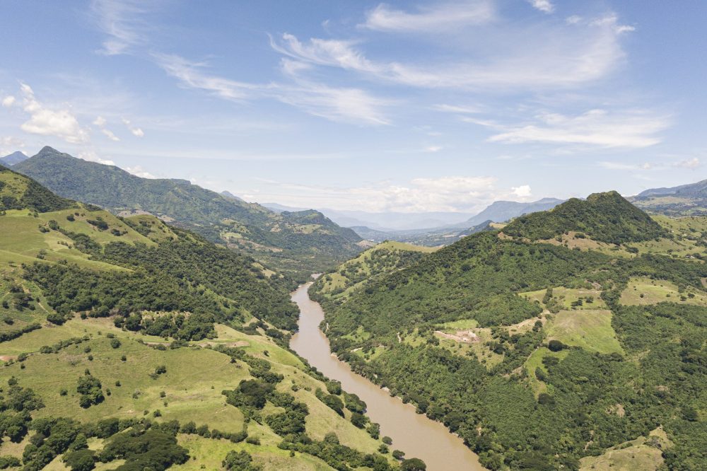 Mountains on the banks of the rio cauca, beautiful and fertile land for agriculture